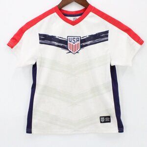 United States National Soccer Team Kids Jersey White Short Sleeve V Neck 10/12